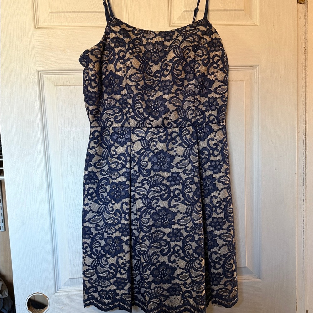 Speechless Navy Floral Lace Dress
